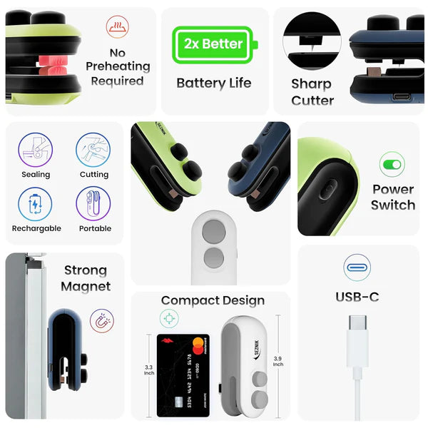Portable Mini 2 in 1 USB Rechargeable Sealer