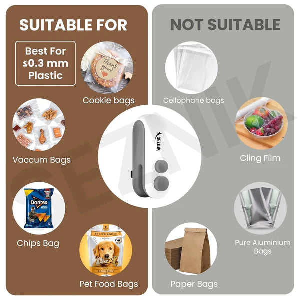 Portable Mini 2 in 1 USB Rechargeable Sealer